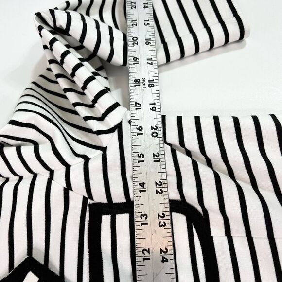 Nine West Blazer Women's 4 Lapel Notched Black & White Striped Buttons Up Jacket - Picture 3 of 8